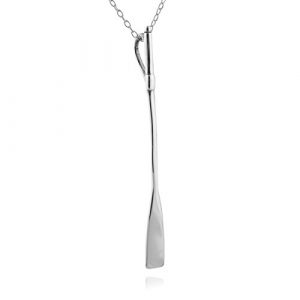 FashionJunkie4Life Sterling Silver Long Rowing Oar Pendant Necklace, 18" Chain, Scull Sweep Crew