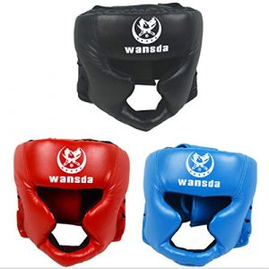 AIWAYING Boxing Headgear, Essential Professional Synthetic Leather MMA Headgear, UFC Fighting,Judo,Kickboxing Headgear Sparring Helmet (Red)