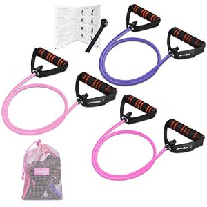 3 Pcs Resistance Bands Tubes Set with Handles, Exercise Fitness Bands for Women,Muscle Strength Training,Workout,Physical Therapy, Yoga, Pilates, Door Anchor& Storage Pouch