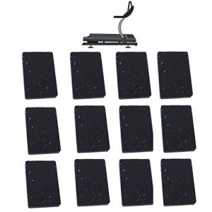 (12 Pack) AR-PRO Exercise Equipment Mats - 4.7" x 3.2" x 0.6" Anti-Slip, Shock Absorbent Rubber Floor Protective Mats Perfect for Treadmills, Elliptical Trainers, Rowing Machines, and Stationary Bikes