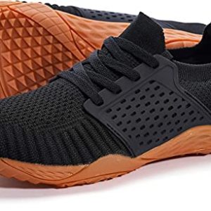 WHITIN Women's Low Zero Drop Shoes Minimalist Barefoot Trail Running Camping Size 8.5 Wide Toe Box for Female Lady Fitness Gym Workout Sneaker Tennis Flat Comfortable Treadmill Black Gum 39