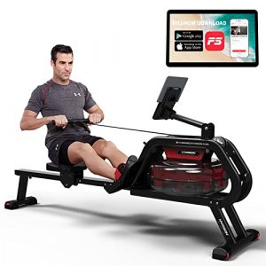 HARISON Water Rowing Machines for Home Use 330 LBS Capacity with Bluetooth APP - Foldable Water Row Machine Exercise Equipment with LCD Display and Tablet Holder for Home Gym