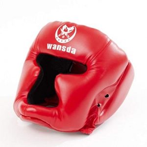 AIWAYING Boxing Headgear, Essential Professional Synthetic Leather MMA Headgear, UFC Fighting,Judo,Kickboxing Headgear Sparring Helmet (Red)