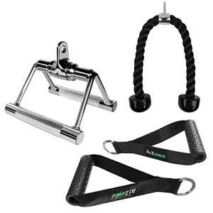 A2ZCARE Combo LAT Pull Down Attachment - Tricep Press Down Cable Attachment with Tricep Rope, Exercise Handles, V-Shaped Bar, V-Handle, and Rotating Bar