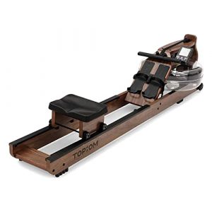 TOPIOM Water Rowing Machine for Home Use, Water Resistance Wooden Rower Machine with Bluetooth Monitor, Suitable for Indoor Fitness Exercise Sports Equipment