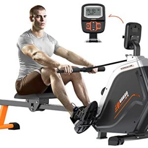 pooboo Magnetic Rowing Machines Rower Foldable with 16 Level Resistance Indoor Rower Machines with Digital Monitor & Transport Wheels for Home Use