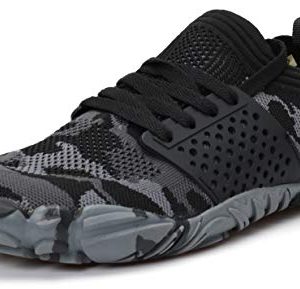 WHITIN Men's Trail Running Shoes Minimalist Barefoot 5 Five Fingers Wide Width Toe Box Gym Workout Fitness Low Zero Drop Male Sneakers Treadmill Free Athletic Ultra Camo Black Size 11