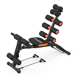 Abdominal Trainer, Utility Fitness Ab Exercise Bench with Foam Roller - Adjustable Chair Machine for Home Gym, Full Body Training (Orange)