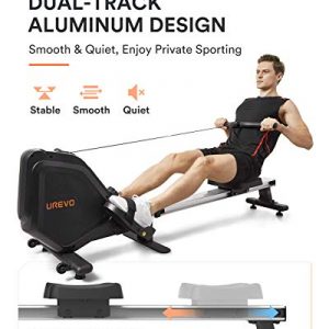 UREVO Foldable Rowing Machine Rower,Magnetic Row Machine Folding Exercise Rower with Aluminum Rail, LCD Monitor,8 Level Adjustable Resistance,330 lb Weight Capacity