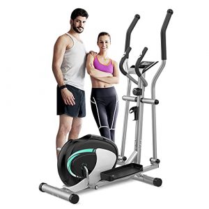 Dripex Elliptical Machine Cross Trainer, 8 Level Ultra Quiet Magnetic Resistance Elliptical Training Machines for Home Use w/ 6KG Flywheel, Pulse Rate Grips, LCD Monitor, iPad & Bottle Holder
