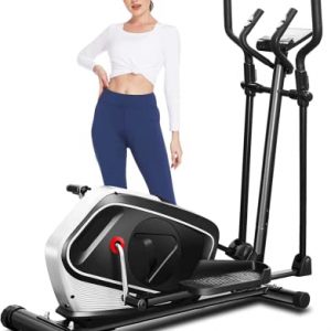 ANCHEER Pre-Programmed Elliptical Trainer,Elliptical Machine with 16 Levels of Magnetic Resistence，LCD Monitor and Heart Rate Sensor，390lbs Weight Capacity