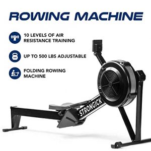 STRONGICK - Foldable Rowing Machine, 10 Levels of Air Resistance Training of up to 500 lbs, Cardio Machines for Home Use, Adjustable Folding Rowing Machine, Seated Row Machine with Digital LCD Display