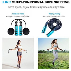 Cordless Jump Rope, 2 in 1 Training Ropeless Skipping Rope Ideal for Aerobic Exercise, Adjustable Weighted Workout Jumpping Rope for Men Women Kids (Replaceable 9.6ft wire Rope)
