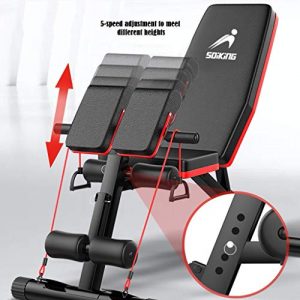 Adjustable Weight Bench Workout Bench Press for Home Gym | Incline Decline Sit Up Bench Utility Exercise Bench with Backrest & Resistant Bands,Durable Steel Construction,Easy Assembly【2022 Version】