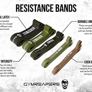 Pull up Resistance Bands for Weight Lifting, Pull Ups - Assistance Bands for Powerlifting, Stretching, WOD, Strength Training - for Men & Women (5 Bands - Military Set)