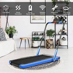 2 in 1 Folding Treadmill, 2.25HP Under Desk Electric Treadmill with Bluetooth Speaker& Remote Control& LED Display, Space Saving Walking Jogging Running Trainer Equipment