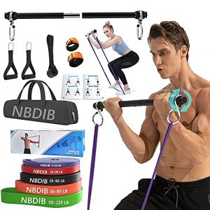 13Pcs Resistance Bands bar Set,Exercise Band(325LBS) with Handles,Pilates Bar,Door Anchor,Ankle Straps for Men/Women Portale Home Gym,Physical Therapy,Home Workouts