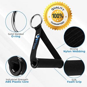 Fitteroy Premium Heavy Duty Exercise Handles for Gym - Padded Wide ABS Grip, Solid Welded Metal Ring and Heavy Duty Nylon Straps for Cable Machines and Resistance Bands