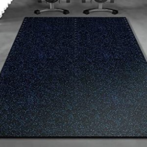 1/2" Thick Foam Interlocking Puzzle Exercise Gym Floor Mats, Fit Extra Multipurpose Anti-Fatigue Rubber Mat with 6 Tiles Border for Gyms Yoga Workouts Kids Babies Playroom Black/Blue24"X24"X0.5"
