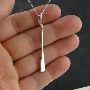 FashionJunkie4Life Sterling Silver Long Rowing Oar Pendant Necklace, 18" Chain, Scull Sweep Crew