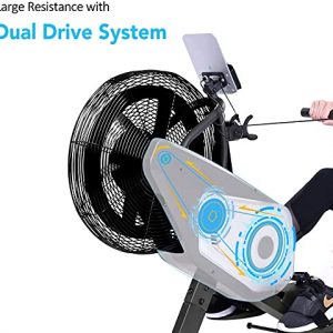 Air Rowing Machine Foldable Rower Machine for Home Use with LCD Monitor Portable Row Machine for Cardio Workout Training with 264 LB Weight Capacity